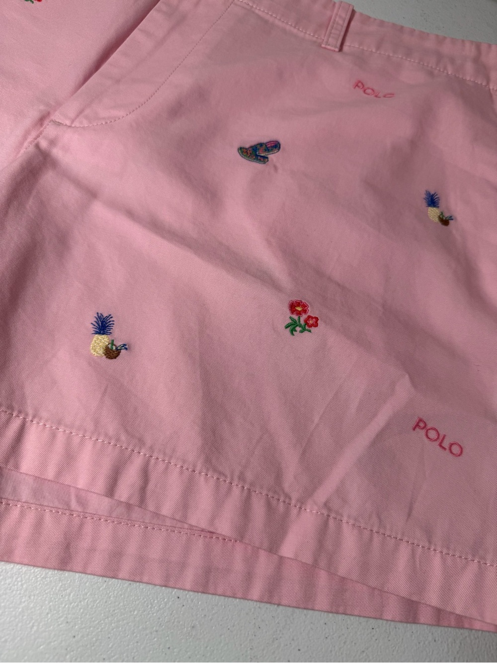 Polo Ralph Lauren Women’s Pink Embroidered Chino Shorts Size 14 Tropical Preppy - Picture 3 of 6